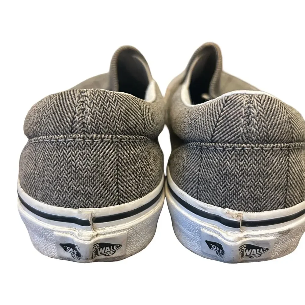 Vans Grey Herringbone Slip-On Sneakers